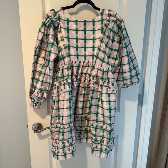 Dream Sister Jane Stuck at Sea Pink Green Plaid Dress | S - Picture 7 of 8